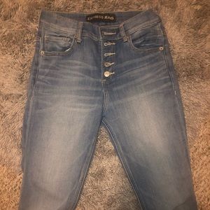 High waisted button up express jean